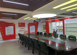 w66利来展览公司设计施工的甘肃第一建设集团党建展厅、多功能会议室、接待室、写字楼公共空间